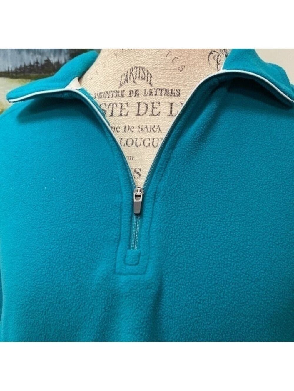 Lands’ End teal green lightweight 1/2 zip layering Polarfleece layering … - Picture 4 of 8